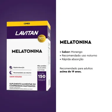 Lavitan Melatonina Sabor Morango com 150 Comprimidos Mastigáveis