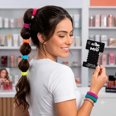 Prendedor de Cabelo El&aacute;stico Mi&oacute; Cores Sortidas 6 Unidades