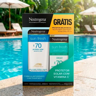 Kit Protetor Solar Neutrogena Sun Fresh FPS 70 200ml Ganhe Protetor Solar Facial Sun Fresh Dem Care FPS 70 40g