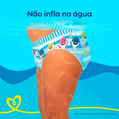 Fralda Pampers Splashers para Nadar Baby Shark XG com 10 Unidades Descart&aacute;veis