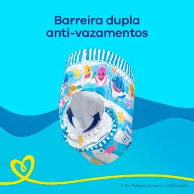 Fralda Pampers Splashers para Nadar Baby Shark XG com 10 Unidades Descart&aacute;veis