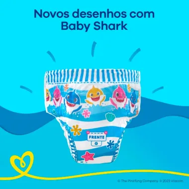Fralda Pampers Splashers para Nadar Baby Shark XG com 10 Unidades Descart&aacute;veis