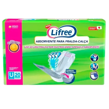 Absorvente Geriátrico Lifree para Fralda Calça Refil com 20 Unidades