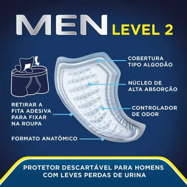 Absorvente Protetor Masculino para Incontinência Urinária Tena Men Active Fit Level 2 Leve 10 Pague 9 Unidades