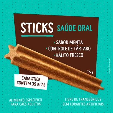 Petisco Quatree Snacks Sticks Sabor Menta para Cães Raças Pequenas 60g