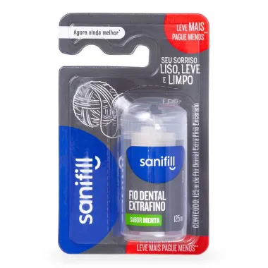 Fio Dental Sanifill Extrafino Sabor Menta 125 metros