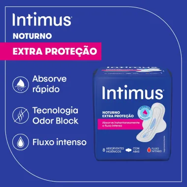 Absorvente Externo Intimus Noturno Cobertura Seca com Abas 30 Unidades