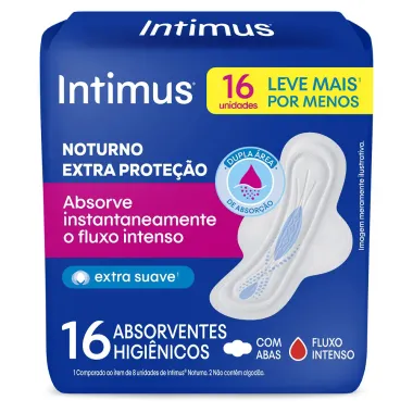 Absorvente Externo Intimus Noturno Cobertura Suave com Abas 16 Unidades