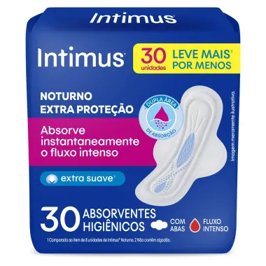 Absorvente Externo Intimus Noturno Cobertura Suave com Abas 30 Unidades