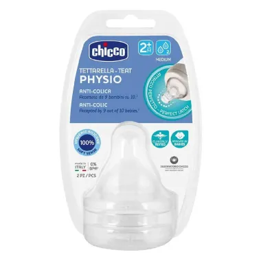 Bico Chicco Perfect 5 Physio Fluxo Médio 2+ Meses com 2 Unidades