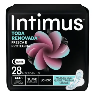 Absorvente Intimus Toda Renovada Noite Suave Longo com Abas 28 Unidades