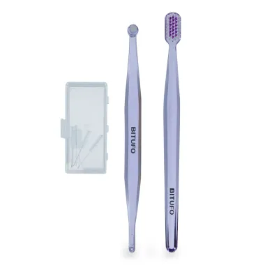 Kit Ortodôntico Bitufo Cilíndrico Cores Sortidas 1 Escova Dental, 1 Escova Intertufo e 6 Escovas Interdentais