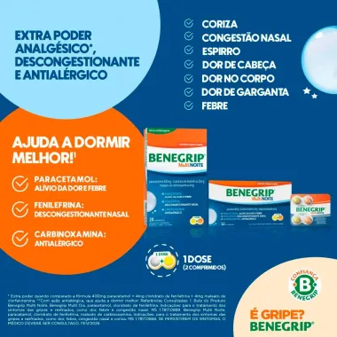 Benegrip Multi Noite com 20 Comprimidos