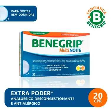 Benegrip Multi Noite com 20 Comprimidos