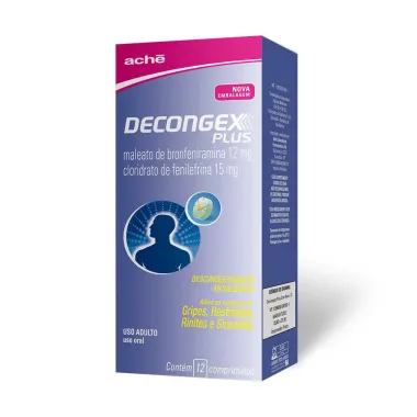 Decongex Plus Maleato de Clorfeniramina 12mg + Cloridrato Fenillefrina 15mg com 12 comprimidos