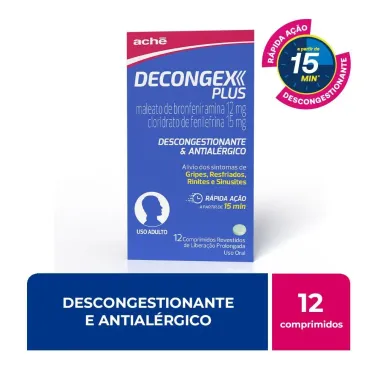 Decongex Plus Maleato de Clorfeniramina 12mg + Cloridrato Fenillefrina 15mg com 12 comprimidos