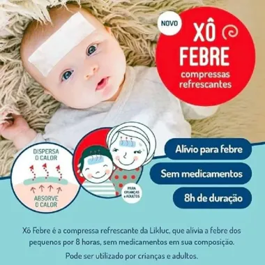 Xô Febre Compressa Adesiva Refrescante LikLuc com 4 Unidades