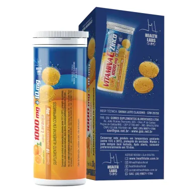 Vitamina C+ Efervescente Health Labs Sabor Laranja Pague 10 Leve 12 Comprimidos