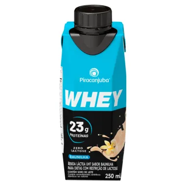 Bebida Láctea Piracanjuba Whey Zero Lactose com 23g de Proteína Sabor Baunilha 250ml