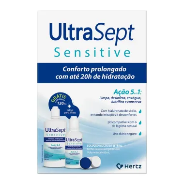 UltraSept Sensitive Solu&ccedil;&atilde;o Multiuso para Lentes de Contato 360ml + 120ml