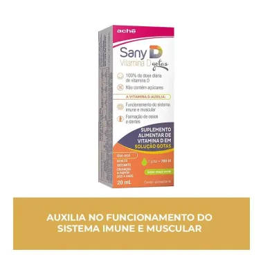 Sany D Vitamina D Colecalciferol 200UI Ma&ccedil;&atilde; Verde Gotas 20ml