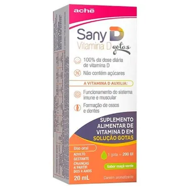 Sany D Vitamina D Colecalciferol 200UI Ma&ccedil;&atilde; Verde Gotas 20ml