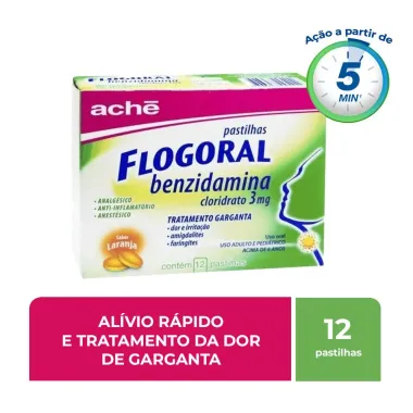 Flogoral Pastilhas Sabor Laranja com 12 Unidades