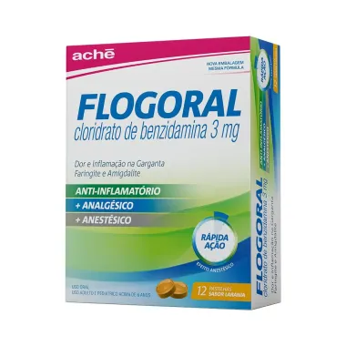 Flogoral Pastilhas Sabor Laranja com 12 Unidades