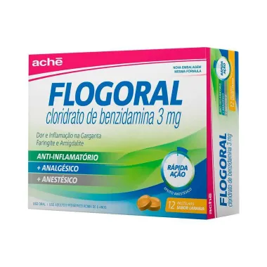 Flogoral Pastilhas Sabor Laranja com 12 Unidades