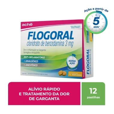 Flogoral Pastilhas Sabor Laranja com 12 Unidades