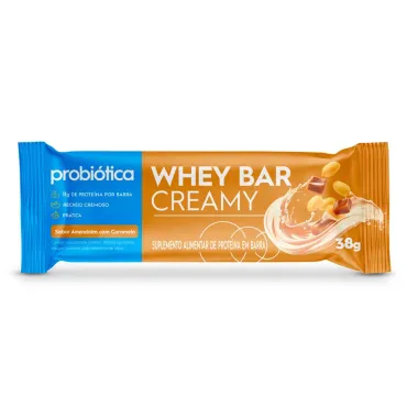 Barra de Prote&iacute;na Whey Bar Creamy Probi&oacute;tica Sabor Amendoim com 11g de Prote&iacute;na 38g