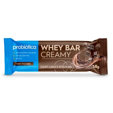 Barra de Prote&iacute;na Whey Bar Creamy Probi&oacute;tica Sabor Chocolate com 10g de Prote&iacute;na 38g