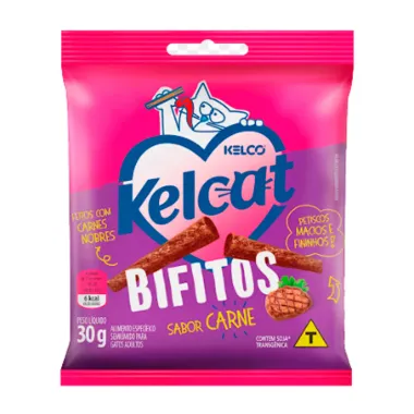 Biscoito para Gatos Kelcat Bifitos Sabor Carne 30g