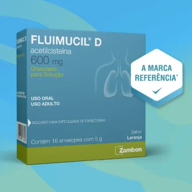 Fluimucil D 600mg Granulado Sabor Laranja para Solução Oral 16 envelopes 5g