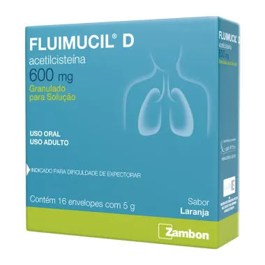 Fluimucil D 600mg Granulado Adulto com 16 Envelopes de 5g cada