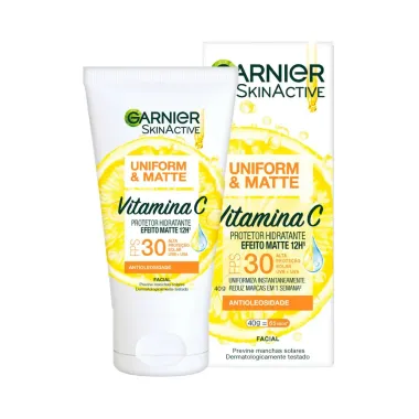 Protetor Solar Facial Hidratante Garnier Uniform & Matte Vitamina C FPS 30 40g