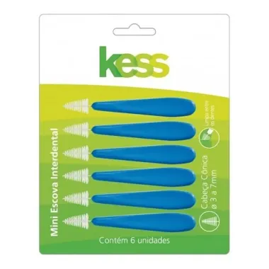 Mini Escova Interdental Kess Cônica 3 a 7mm 6 Unidades