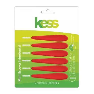 Mini Escova Interdental Kess Cilíndrica Extrafina 3mm 6 Unidades