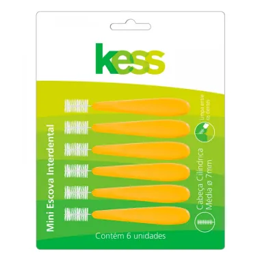 Mini Escova Interdental Kess Cilíndrica Média 7mm 6 Unidades