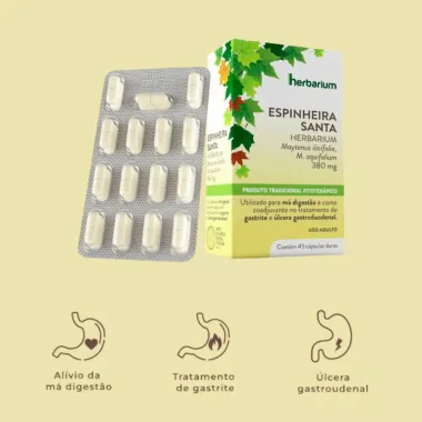 Espinheira Santa 380mg Herbarium com 45 Cápsulas