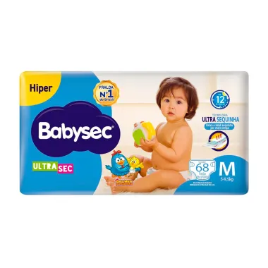 Fralda Babysec Ultrasec Hiper Tamanho M com 68 Unidades Descartáveis