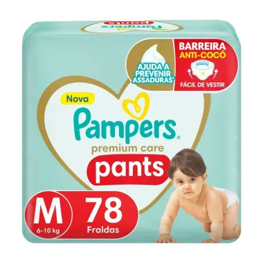 Fralda Infantil Pampers Premium Care Pants Tamanho M com 78 Unidades