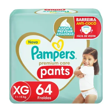 Fralda Pampers Pants Premium Care Tamanho XG 64 Unidades