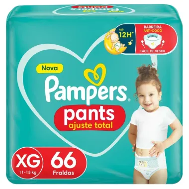 Fralda Pampers Pants Ajuste Total Tamanho XG com 66 Unidades