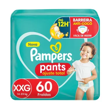 Fralda Pampers Pants Ajuste Total Tamanho XXG com 60 Unidades