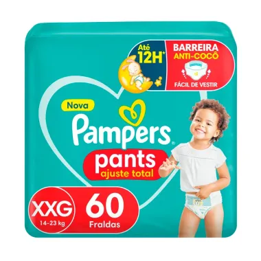 Fralda Pampers Pants Ajuste Total Tamanho XXG com 60 Unidades