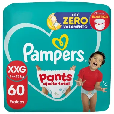 Fralda Pampers Pants Ajuste Total Tamanho XXG com 60 Unidades