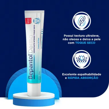 Bepantol Derma Creme Hidratante Toque Seco Oil Free 30g, Pele Normal a Seca