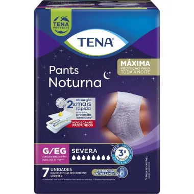 Roupa Íntima Descartável Tena Pants Noturna Tamanho G/EG com 7 Unidades