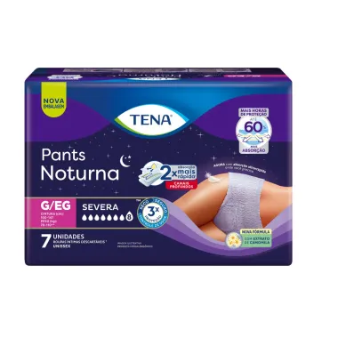 Roupa &Iacute;ntima Descart&aacute;vel Tena Pants Noturna Tamanho G/EG com 7 Unidades